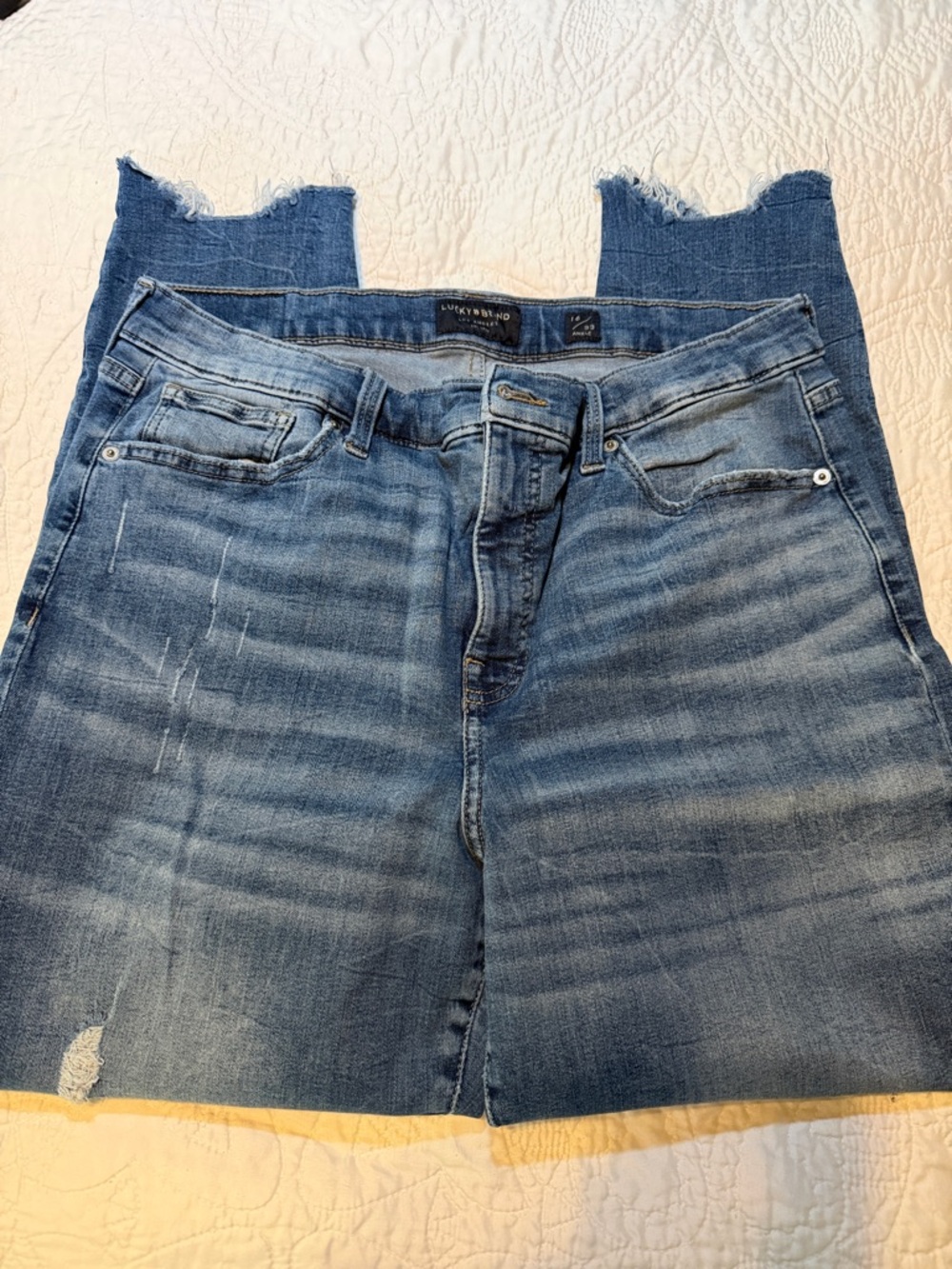 Lucky Brand High-Rise Frayed Hem Blue Denim Jeans